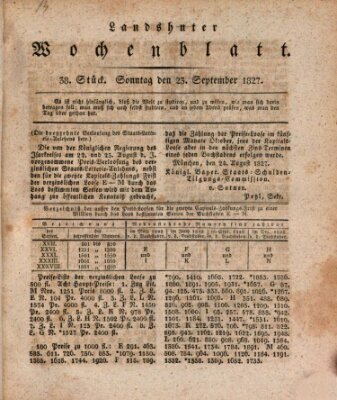 Landshuter Wochenblatt Sonntag 23. September 1827