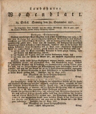 Landshuter Wochenblatt Sonntag 30. September 1827