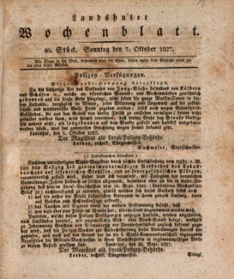 Landshuter Wochenblatt Sonntag 7. Oktober 1827