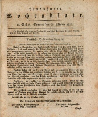 Landshuter Wochenblatt Sonntag 28. Oktober 1827