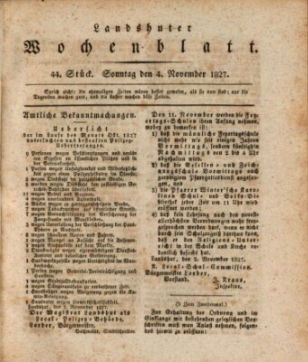 Landshuter Wochenblatt Sonntag 4. November 1827