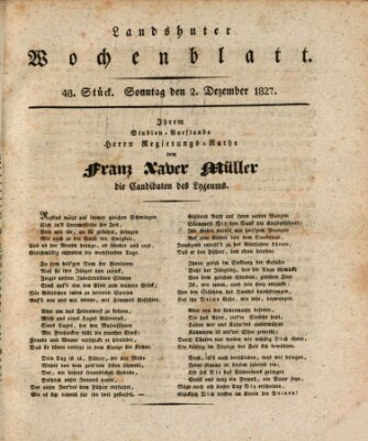 Landshuter Wochenblatt Sonntag 2. Dezember 1827