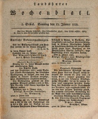 Landshuter Wochenblatt Sonntag 13. Januar 1828