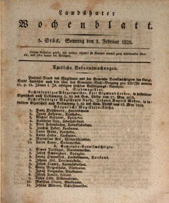 Landshuter Wochenblatt Sonntag 3. Februar 1828