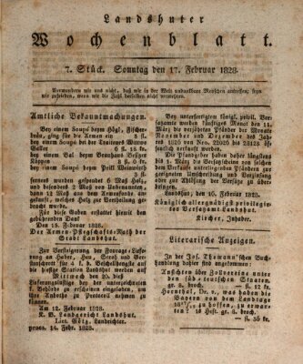 Landshuter Wochenblatt Sonntag 17. Februar 1828