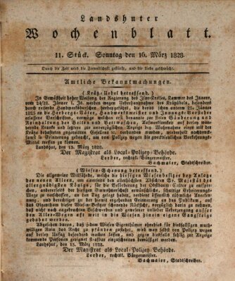 Landshuter Wochenblatt Sonntag 16. März 1828