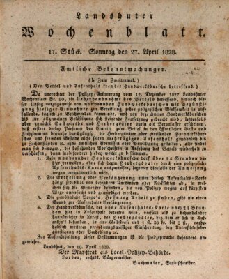 Landshuter Wochenblatt Sonntag 27. April 1828