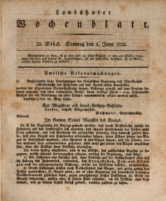 Landshuter Wochenblatt Sonntag 1. Juni 1828