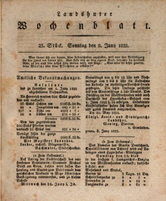 Landshuter Wochenblatt Sonntag 8. Juni 1828