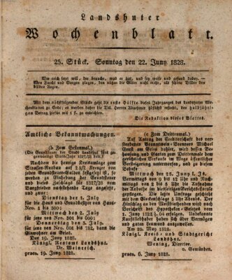 Landshuter Wochenblatt Sonntag 22. Juni 1828