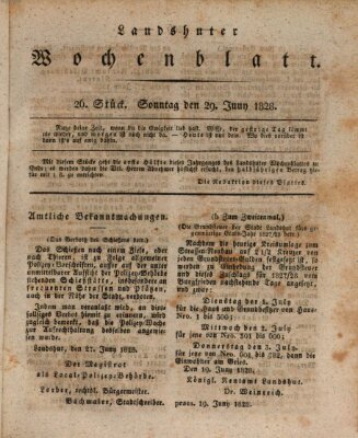 Landshuter Wochenblatt Sonntag 29. Juni 1828