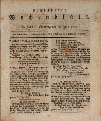 Landshuter Wochenblatt Sonntag 20. Juli 1828