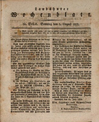 Landshuter Wochenblatt Sonntag 3. August 1828