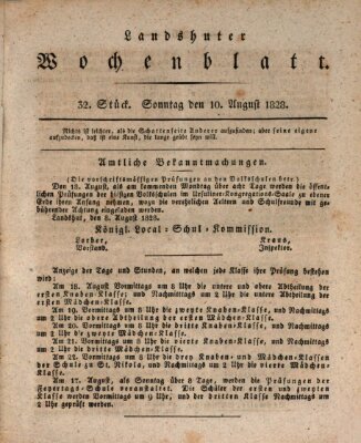 Landshuter Wochenblatt Sonntag 10. August 1828