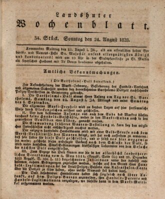 Landshuter Wochenblatt Sonntag 24. August 1828