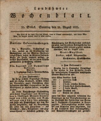 Landshuter Wochenblatt Sonntag 31. August 1828