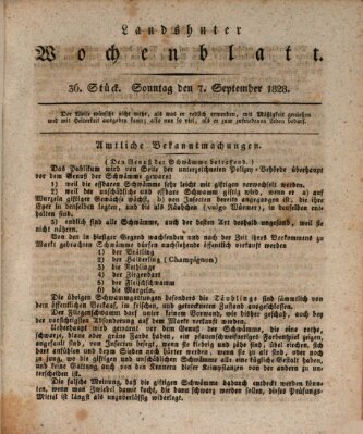 Landshuter Wochenblatt Sonntag 7. September 1828