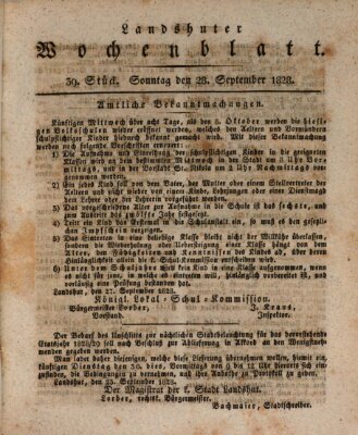 Landshuter Wochenblatt Sonntag 28. September 1828