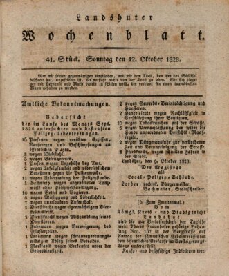 Landshuter Wochenblatt Sonntag 12. Oktober 1828