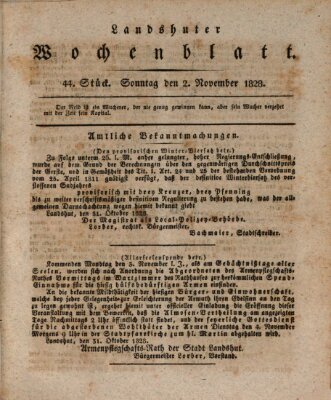 Landshuter Wochenblatt Sonntag 2. November 1828