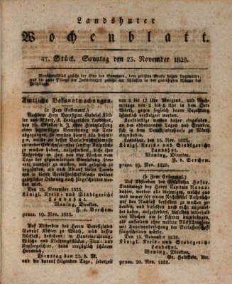 Landshuter Wochenblatt Sonntag 23. November 1828