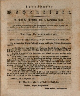 Landshuter Wochenblatt Sonntag 7. Dezember 1828