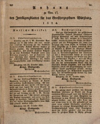 Königlich-baierisches Intelligenzblatt für das Großherzogthum Würzburg (Würzburger Intelligenzblatt) Donnerstag 10. November 1814