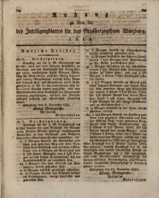 Königlich-baierisches Intelligenzblatt für das Großherzogthum Würzburg (Würzburger Intelligenzblatt) Donnerstag 22. Dezember 1814