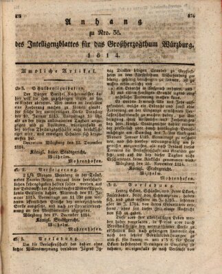 Königlich-baierisches Intelligenzblatt für das Großherzogthum Würzburg (Würzburger Intelligenzblatt) Samstag 31. Dezember 1814