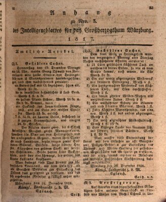 Königlich-baierisches Intelligenzblatt für das Großherzogthum Würzburg (Würzburger Intelligenzblatt) Samstag 11. Januar 1817