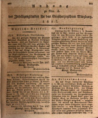 Königlich-baierisches Intelligenzblatt für das Großherzogthum Würzburg (Würzburger Intelligenzblatt) Donnerstag 23. Januar 1817