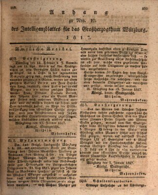 Königlich-baierisches Intelligenzblatt für das Großherzogthum Würzburg (Würzburger Intelligenzblatt) Dienstag 28. Januar 1817