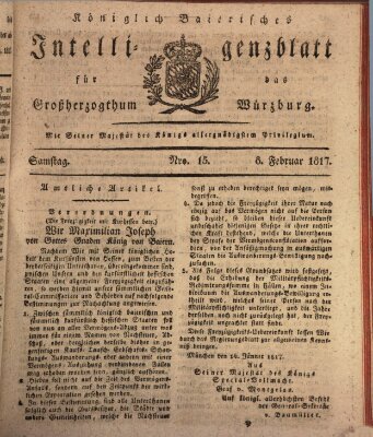 Königlich-baierisches Intelligenzblatt für das Großherzogthum Würzburg (Würzburger Intelligenzblatt) Samstag 8. Februar 1817