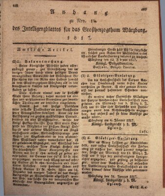 Königlich-baierisches Intelligenzblatt für das Großherzogthum Würzburg (Würzburger Intelligenzblatt) Dienstag 18. Februar 1817