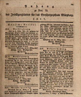 Königlich-baierisches Intelligenzblatt für das Großherzogthum Würzburg (Würzburger Intelligenzblatt) Samstag 22. März 1817