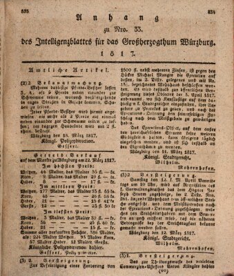 Königlich-baierisches Intelligenzblatt für das Großherzogthum Würzburg (Würzburger Intelligenzblatt) Donnerstag 27. März 1817