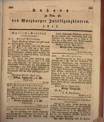 Königlich-baierisches Intelligenzblatt für das Großherzogthum Würzburg (Würzburger Intelligenzblatt) Dienstag 6. Mai 1817