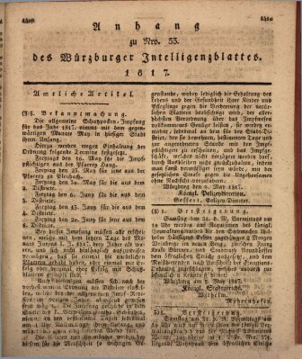 Königlich-baierisches Intelligenzblatt für das Großherzogthum Würzburg (Würzburger Intelligenzblatt) Samstag 17. Mai 1817