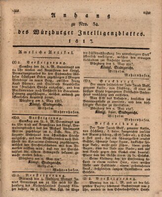 Königlich-baierisches Intelligenzblatt für das Großherzogthum Würzburg (Würzburger Intelligenzblatt) Dienstag 20. Mai 1817