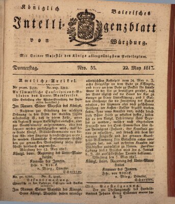 Königlich-baierisches Intelligenzblatt für das Großherzogthum Würzburg (Würzburger Intelligenzblatt) Donnerstag 22. Mai 1817