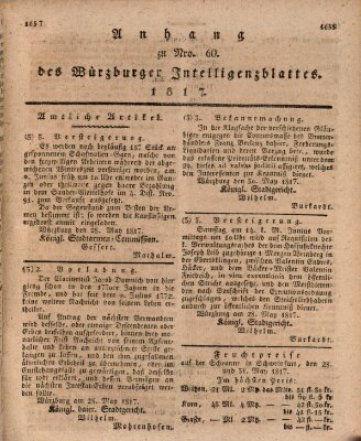 Königlich-baierisches Intelligenzblatt für das Großherzogthum Würzburg (Würzburger Intelligenzblatt) Samstag 7. Juni 1817