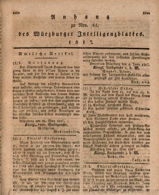 Königlich-baierisches Intelligenzblatt für das Großherzogthum Würzburg (Würzburger Intelligenzblatt) Dienstag 10. Juni 1817