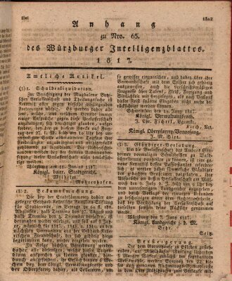 Königlich-baierisches Intelligenzblatt für das Großherzogthum Würzburg (Würzburger Intelligenzblatt) Donnerstag 19. Juni 1817