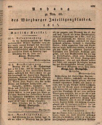 Königlich-baierisches Intelligenzblatt für das Großherzogthum Würzburg (Würzburger Intelligenzblatt) Samstag 28. Juni 1817