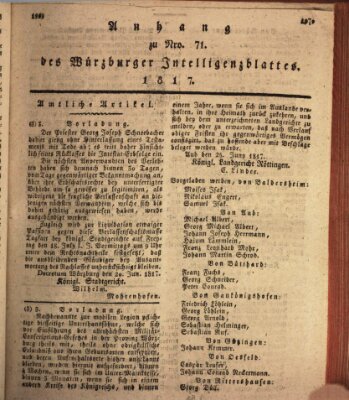 Königlich-baierisches Intelligenzblatt für das Großherzogthum Würzburg (Würzburger Intelligenzblatt) Samstag 5. Juli 1817