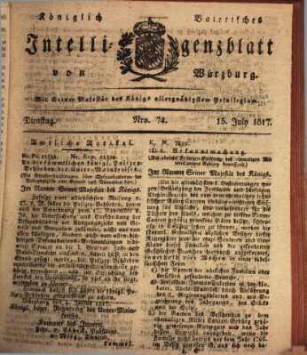 Königlich-baierisches Intelligenzblatt für das Großherzogthum Würzburg (Würzburger Intelligenzblatt) Dienstag 15. Juli 1817