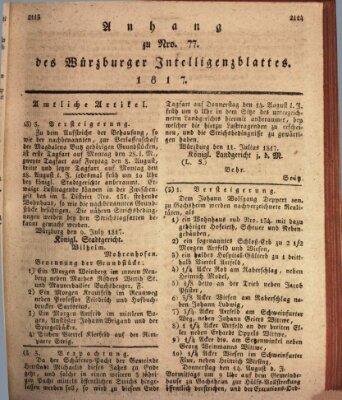 Königlich-baierisches Intelligenzblatt für das Großherzogthum Würzburg (Würzburger Intelligenzblatt) Dienstag 22. Juli 1817