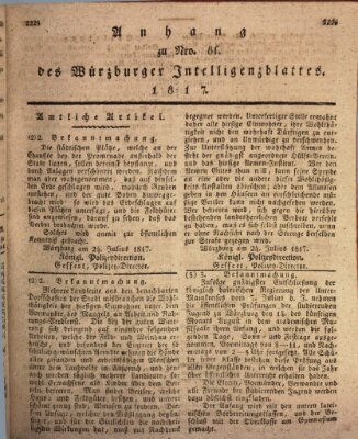 Königlich-baierisches Intelligenzblatt für das Großherzogthum Würzburg (Würzburger Intelligenzblatt) Donnerstag 31. Juli 1817