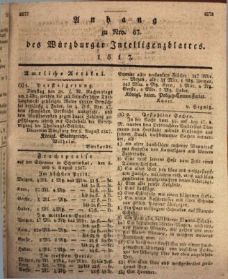 Königlich-baierisches Intelligenzblatt für das Großherzogthum Würzburg (Würzburger Intelligenzblatt) Donnerstag 14. August 1817