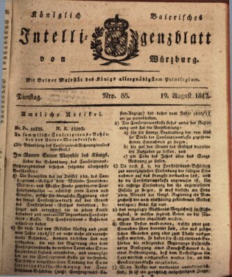 Königlich-baierisches Intelligenzblatt für das Großherzogthum Würzburg (Würzburger Intelligenzblatt) Dienstag 19. August 1817